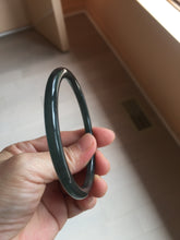 Load image into Gallery viewer, 60mm Certified Type A 100% Natural dark blue/gray/black(WuJi) Guatemala slim round cut Jadeite bangle AZ147-1360