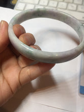 Load image into Gallery viewer, 78.5mm certified Type A 100% Natural light green sunny green purple white plus size flat style Jadeite Jade bangle J131-2213