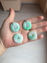 Load image into Gallery viewer, 26-28mm Type A 100% Natural sunny green yellow Jadeite Jade Safety Guardian Button donuts Pendant group BP96