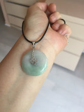 Load image into Gallery viewer, 23.5-27.7mm 100% Natural apple green/white jadeite Jade Safety Guardian Button(donut) Pendant group BK112