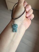 Load image into Gallery viewer, Type A 100% Natural dark green blue gray Guatemala jadeite jade cat kitty pendant PC143 Add one item