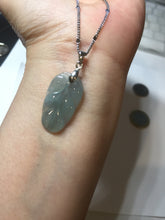 Load image into Gallery viewer, 100% natural type A icy watery light green blue gray Guatemala jadeite leaf pendant BP184-1