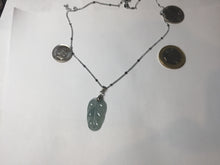 Load image into Gallery viewer, 100% natural type A icy watery light green blue gray Guatemala jadeite leaf pendant BP184-1