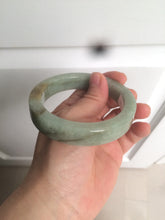 Load image into Gallery viewer, 57.6mm certified type A 100% Natural light green/gray square style Jadeite Jade bangle AX101-1509