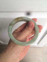 Load image into Gallery viewer, 57.6mm certified type A 100% Natural light green/gray square style Jadeite Jade bangle AX101-1509