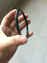 Load image into Gallery viewer, 62mm Certified Type A 100% Natural dark green gray black slim round cut Guatemala Jadeite bangle AJ150-0682