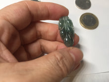Load image into Gallery viewer, 100% natural type A icy watery dark green blue gray black Guatemala jadeite leaf pendant BP184-4