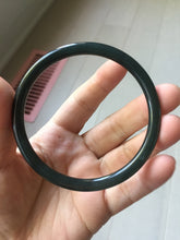Load image into Gallery viewer, 62mm Certified Type A 100% Natural dark green gray black slim round cut Guatemala Jadeite bangle AJ150-0682