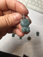 Load image into Gallery viewer, Type A 100% Natural dark green blue gray Guatemala jadeite jade cat kitty pendant PC143 Add one item