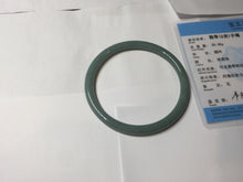 Load image into Gallery viewer, 61mm Certified Type A 100% Natural Light Blue Green Gray Ru Kiln Sky Celadon Blue (汝窑天青蓝) Guatemala Jadeite Jade Slim Round Bangle AZ166-0274
