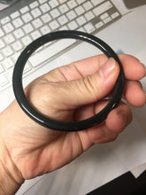 Load image into Gallery viewer, 62mm Certified Type A 100% Natural dark green gray black slim round cut Guatemala Jadeite bangle AJ150-0682