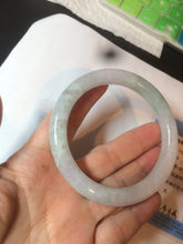 Load image into Gallery viewer, 58mm certified 100% natural type A light green/white round cut jadeite jade bangle AZ101-2808