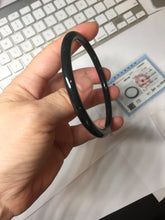 Load image into Gallery viewer, 62mm Certified Type A 100% Natural dark green gray black slim round cut Guatemala Jadeite bangle AJ150-0682