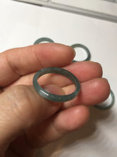 Load image into Gallery viewer, 19.4mm size 9 1/2 100% natural type A icy watery green/blue slim style Guatemala jadeite jade band ring group BP70