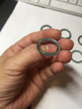 Load image into Gallery viewer, 19.4mm size 9 1/2 100% natural type A icy watery green/blue slim style Guatemala jadeite jade band ring group BP70