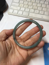 Load image into Gallery viewer, 58.8mm Certified Type A 100% Natural dark green/blue/gray with Guatemala slim round cut Jadeite bangle PE70-1478