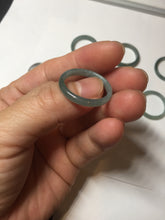 Load image into Gallery viewer, 19.4mm size 9 1/2 100% natural type A icy watery green/blue slim style Guatemala jadeite jade band ring group BP70