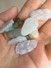 Load image into Gallery viewer, 100% natural type A icy watery white purple green jadeite jade leaf pendant group F157