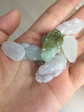 Load image into Gallery viewer, 100% natural type A icy watery white purple green jadeite jade leaf pendant group F157