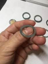 Load image into Gallery viewer, 19.4mm size 9 1/2 100% natural type A icy watery green/blue slim style Guatemala jadeite jade band ring group BP70