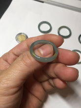 Load image into Gallery viewer, 19.4mm size 9 1/2 100% natural type A icy watery green/blue slim style Guatemala jadeite jade band ring group BP70