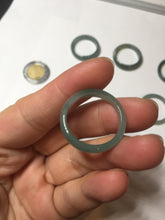Load image into Gallery viewer, 19.4mm size 9 1/2 100% natural type A icy watery green/blue slim style Guatemala jadeite jade band ring group BP70