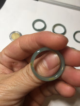 Load image into Gallery viewer, 19.4mm size 9 1/2 100% natural type A icy watery green/blue slim style Guatemala jadeite jade band ring group BP70