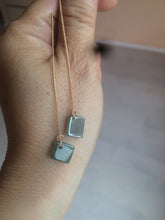 Load image into Gallery viewer, 100% Natural icy watery deep sea blue/green/gray safe and sound dangling Guatemala jadeite Jade earring Q125