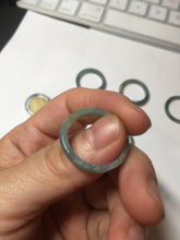 Load image into Gallery viewer, 19.4mm size 9 1/2 100% natural type A icy watery green/blue slim style Guatemala jadeite jade band ring group BP70