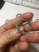 Load image into Gallery viewer, 19.4mm size 9 1/2 100% natural type A icy watery green/blue slim style Guatemala jadeite jade band ring group BP70