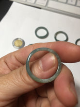 Load image into Gallery viewer, 19.4mm size 9 1/2 100% natural type A icy watery green/blue slim style Guatemala jadeite jade band ring group BP70