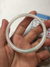Load image into Gallery viewer, 56mm 100% natural Type A light green white slim round cut jadeite jade bangle AD107-8108