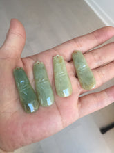 Load image into Gallery viewer, 100% Natural type A green/yellow Jadeite Jade bamboo pendant group F158