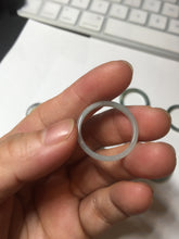 Load image into Gallery viewer, 19.4mm size 9 1/2 100% natural type A icy watery green/blue slim style Guatemala jadeite jade band ring group BP70