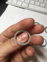 Load image into Gallery viewer, 19.4mm size 9 1/2 100% natural type A icy watery green/blue slim style Guatemala jadeite jade band ring group BP70