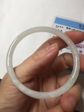 Load image into Gallery viewer, 56mm 100% natural Type A light green white slim round cut jadeite jade bangle AD107-8108