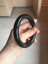 Load image into Gallery viewer, 62mm certified 100% Natural black meteorite chubby round cut nephrite(墨玉 MoYu) bangleHN164-6427 Add on item