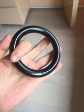 Load image into Gallery viewer, 62mm certified 100% Natural black meteorite chubby round cut nephrite(墨玉 MoYu) bangleHN164-6427 Add on item