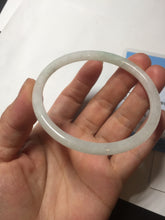 Load image into Gallery viewer, 56mm 100% natural Type A light green white slim round cut jadeite jade bangle AD107-8108