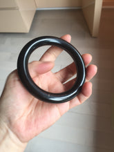 Load image into Gallery viewer, 62mm certified 100% Natural black meteorite chubby round cut nephrite(墨玉 MoYu) bangleHN164-6427 Add on item