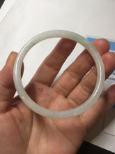 Load image into Gallery viewer, 56mm 100% natural Type A light green white slim round cut jadeite jade bangle AD107-8108