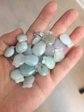 Load image into Gallery viewer, 100% Natural light green/white/purple Jadeite Jade money bag bead pendant group F153