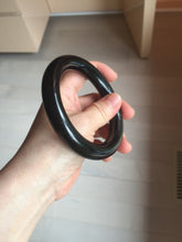 Load image into Gallery viewer, 62mm certified 100% Natural black meteorite chubby round cut nephrite(墨玉 MoYu) bangleHN164-6427 Add on item