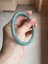 Load image into Gallery viewer, 63mm Certified Type A 100% Natural Light Blue Green Gray Ru Kiln Sky Celadon Blue (汝窑天青蓝) Guatemala Jadeite Jade Slim Round Bangle BS172-8648
