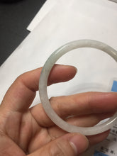 Load image into Gallery viewer, 56mm 100% natural Type A light green white slim round cut jadeite jade bangle AD107-8108