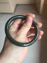Load image into Gallery viewer, 58.2mm certified 100% Natural dark green/black meteorite round cut nephrite bangle HN163-5908