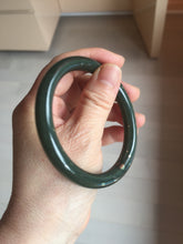 Load image into Gallery viewer, 58.2mm certified 100% Natural dark green/black meteorite round cut nephrite bangle HN163-5908