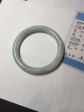 Load image into Gallery viewer, 54mm Certified type A 100% Natural sunny green/white round cut Jadeite bangle BN81-9817
