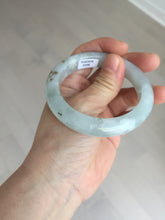 Load image into Gallery viewer, 54.5mm 100% natural type A icy watery light green/brown/black seaweed jadeite jade bangle Y154-5248