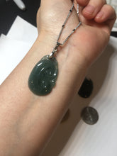 Load image into Gallery viewer, 100% Natural type A icy watery dark green gray black Guatemala jadeite RuYi(如意) pendant BP185
